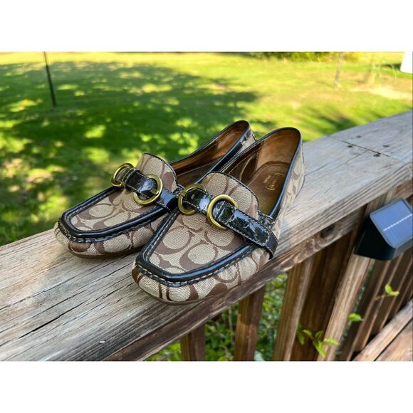 Coach Loafers Womens CHARIN Monogram Moccasin Slip On Flats - Picture 1 of 5